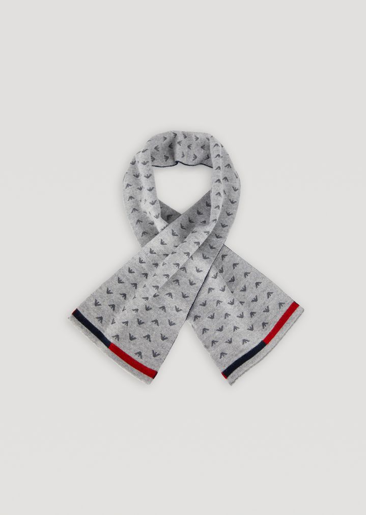 Bufanda de punto de jacquard con logotipo por toda la prenda Bufanda de punto de jacquard con logotipo por toda la prenda