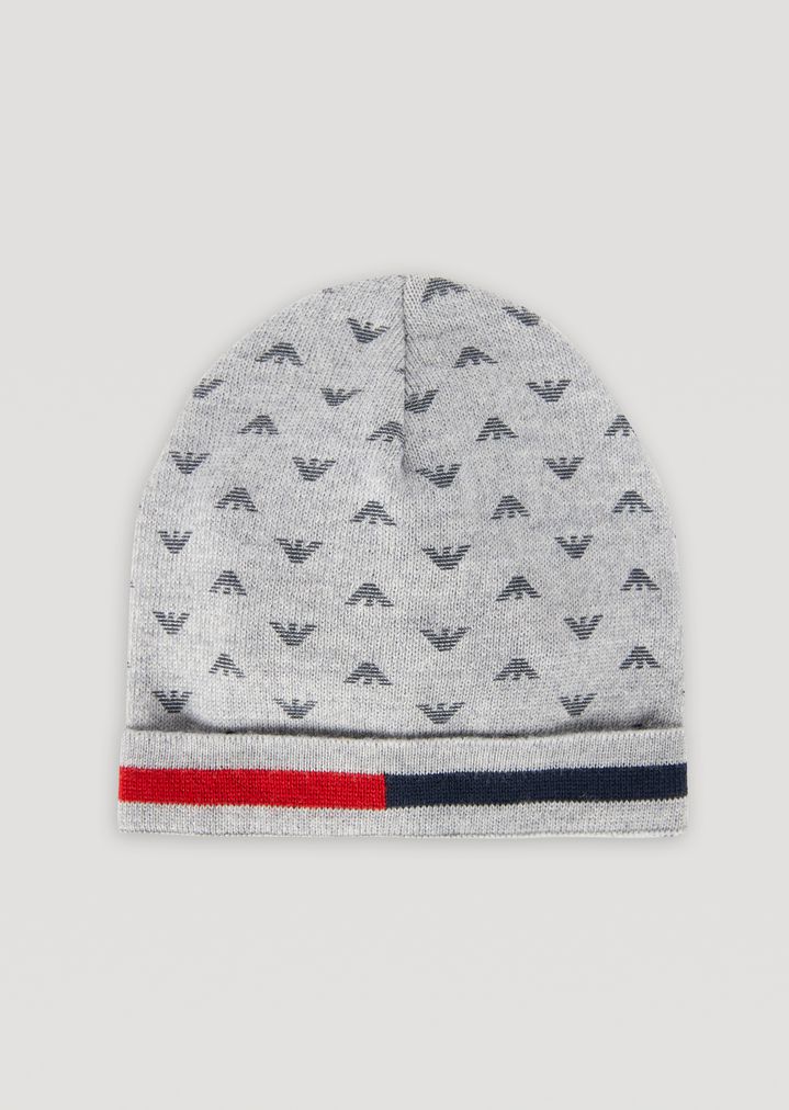 Gorro de punto de jacquard con logotipo por toda la prenda Gorro de punto de jacquard con logotipo por toda la prenda