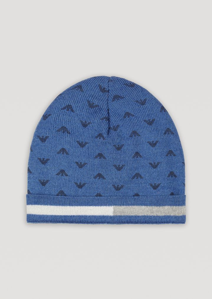 Gorro de punto de jacquard con logotipo por toda la prenda Gorro de punto de jacquard con logotipo por toda la prenda
