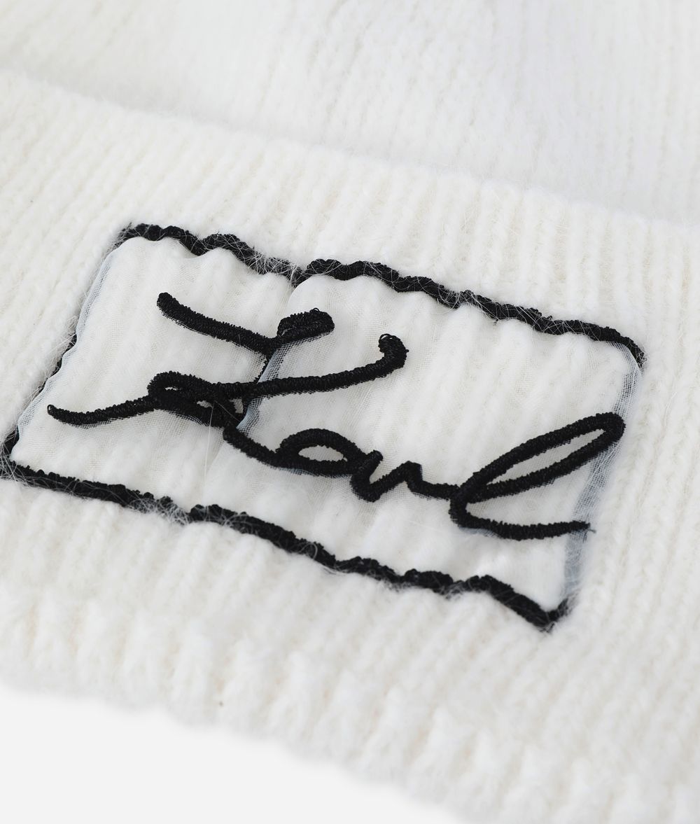 KARL LAGERFELD Karl Angora Wool Beanie Hat Hat E d