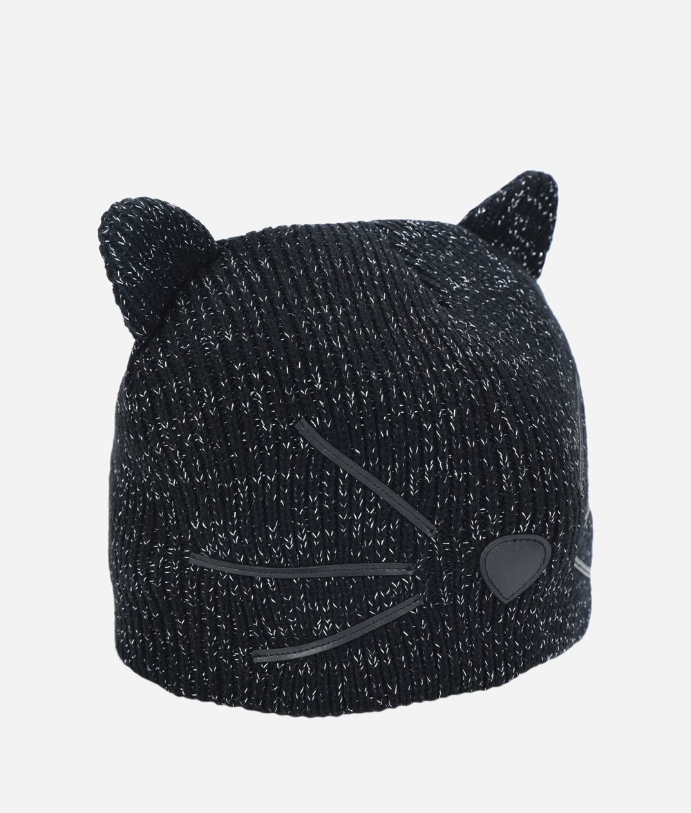 KARL LAGERFELD Choupette Metallic Beanie Hat Hat Woman f