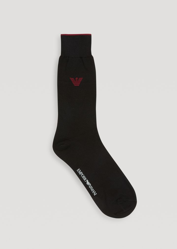 Calcetines de hilo de Escocia con logotipo Emporio Armani Calcetines de hilo de Escocia con logotipo Emporio Armani