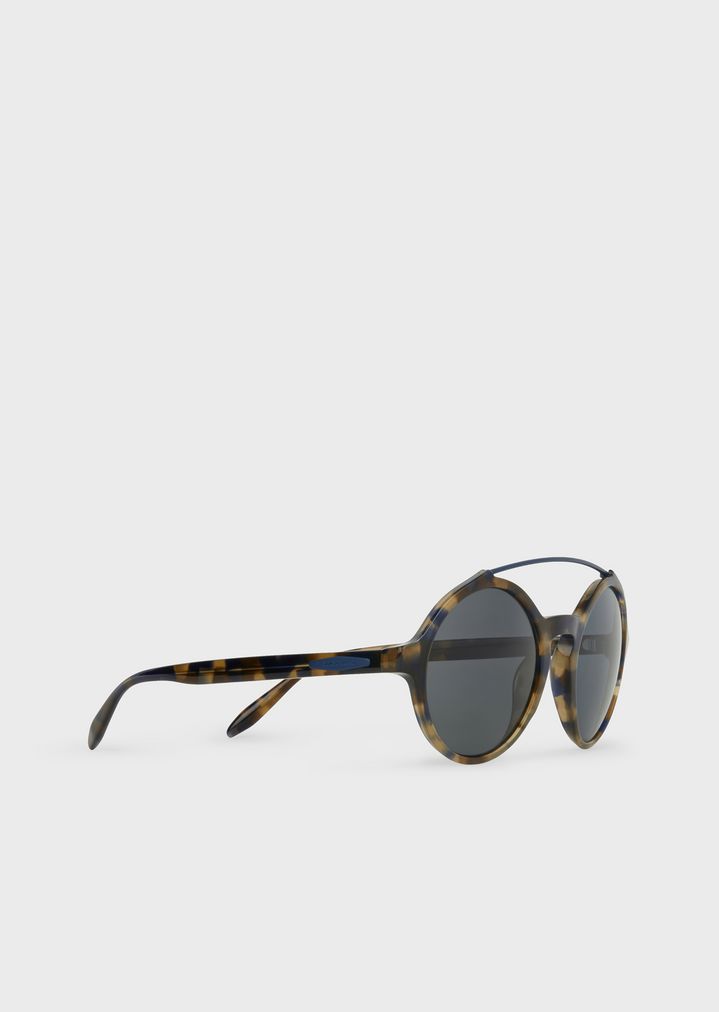 Round sunglasses with metal details | Man | Giorgio Armani