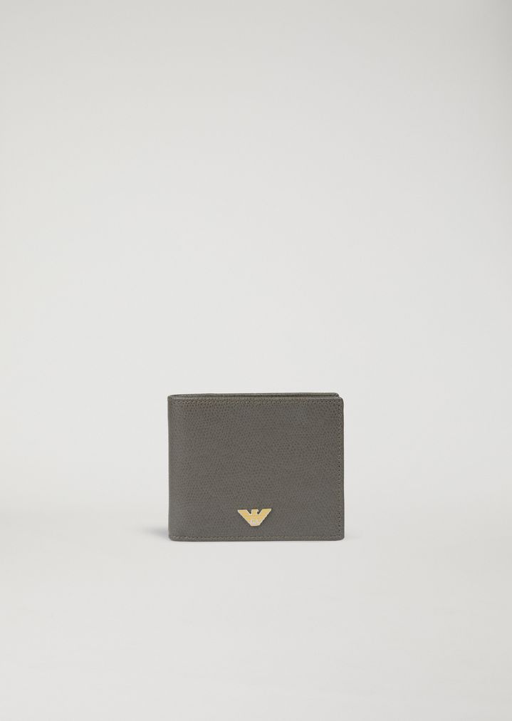 Bifold-Portemonnaie aus Leder mit Palmellato-Prägung Bifold-Portemonnaie aus Leder mit Palmellato-Prägung