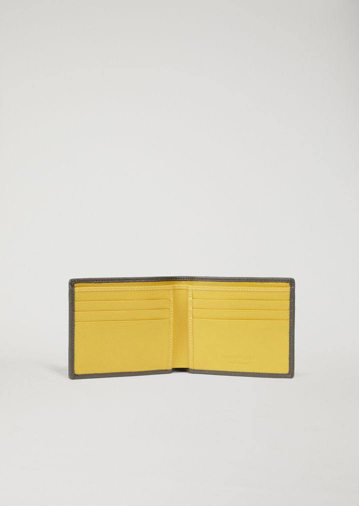 Bifold-Portemonnaie aus Leder mit Palmellato-Prägung Bifold-Portemonnaie aus Leder mit Palmellato-Prägung