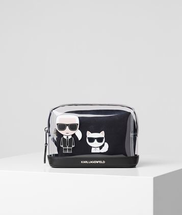 KARL LAGERFELD K/IKONIK LOGO TRANSPARENT POUCH