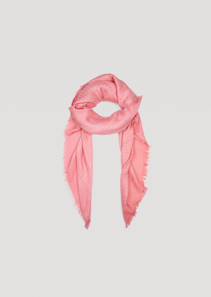 Bufanda de mezcla de modal con logotipo de jacquard y flecos Bufanda de mezcla de modal con logotipo de jacquard y flecos