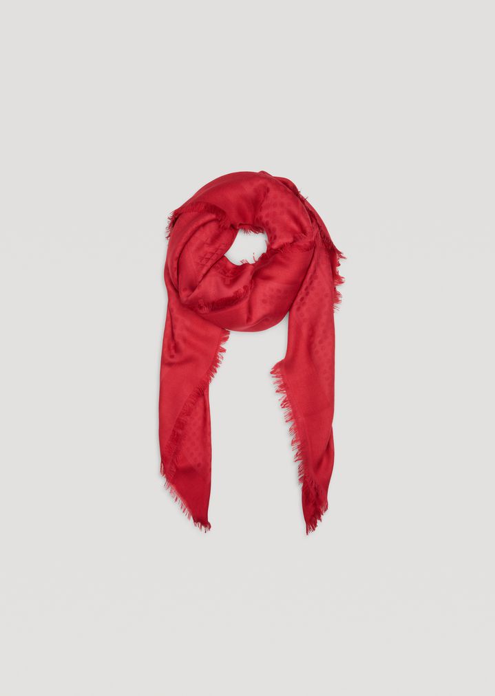 Bufanda de mezcla de modal con logotipo de jacquard y flecos Bufanda de mezcla de modal con logotipo de jacquard y flecos