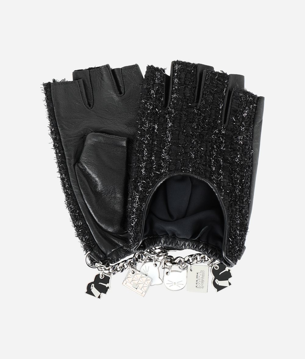 KARL LAGERFELD K/Charm Tweed Gloves Glove Woman f