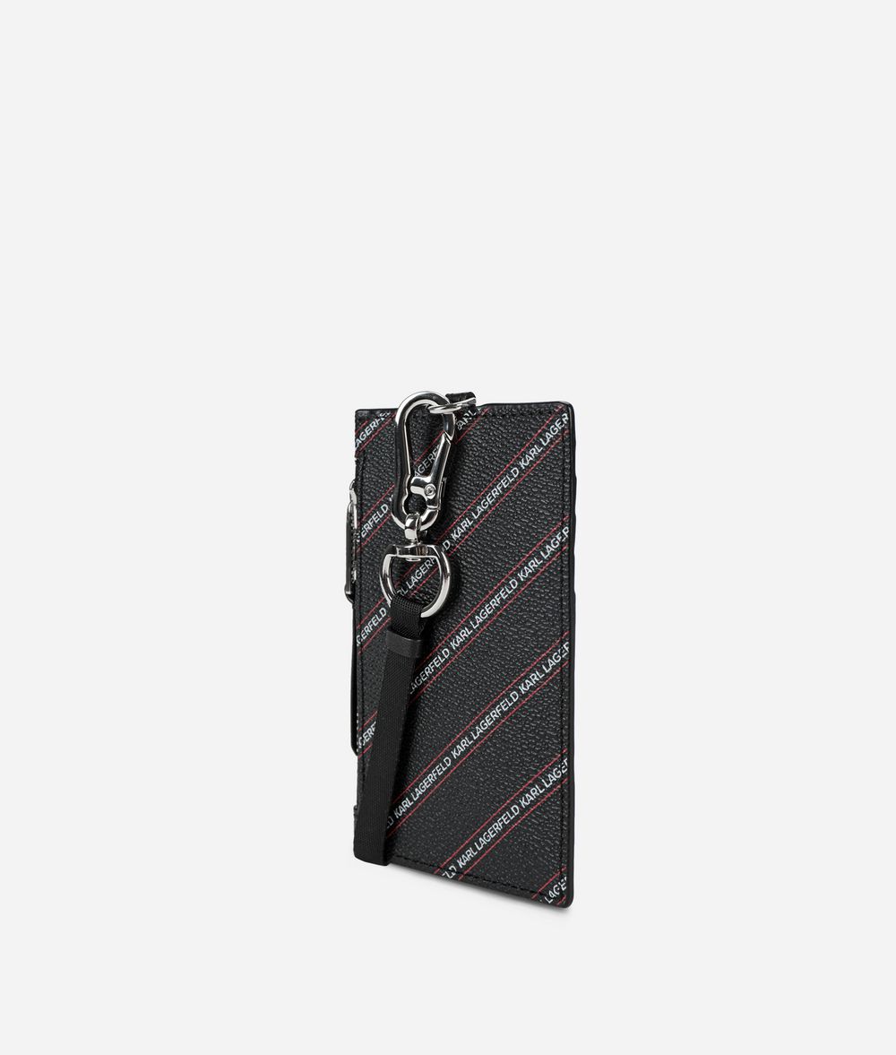 KARL LAGERFELD K/Stripe Logo Badge Holder Cardholder Woman d