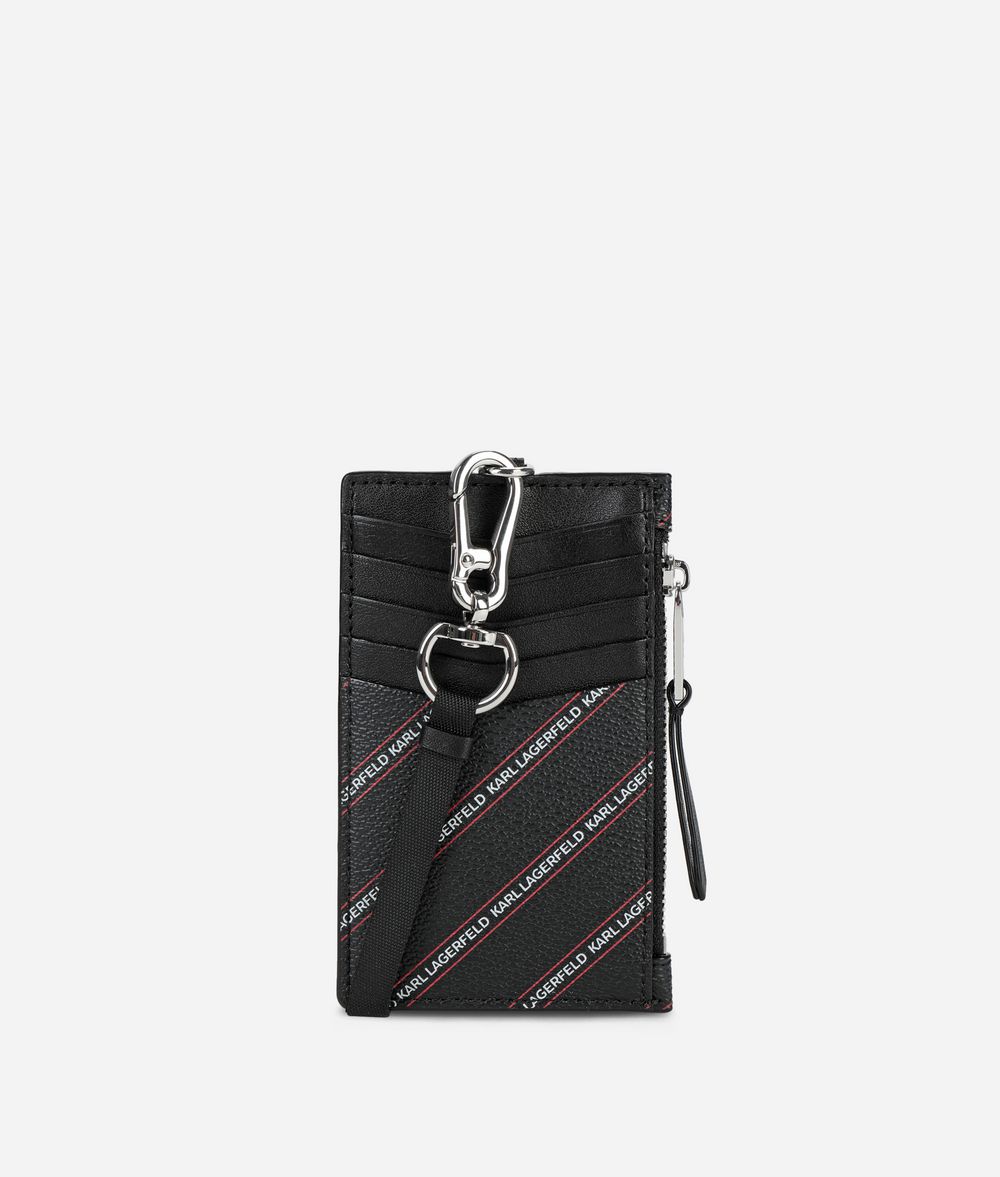 KARL LAGERFELD K/Stripe Logo Badge Holder Cardholder Woman f