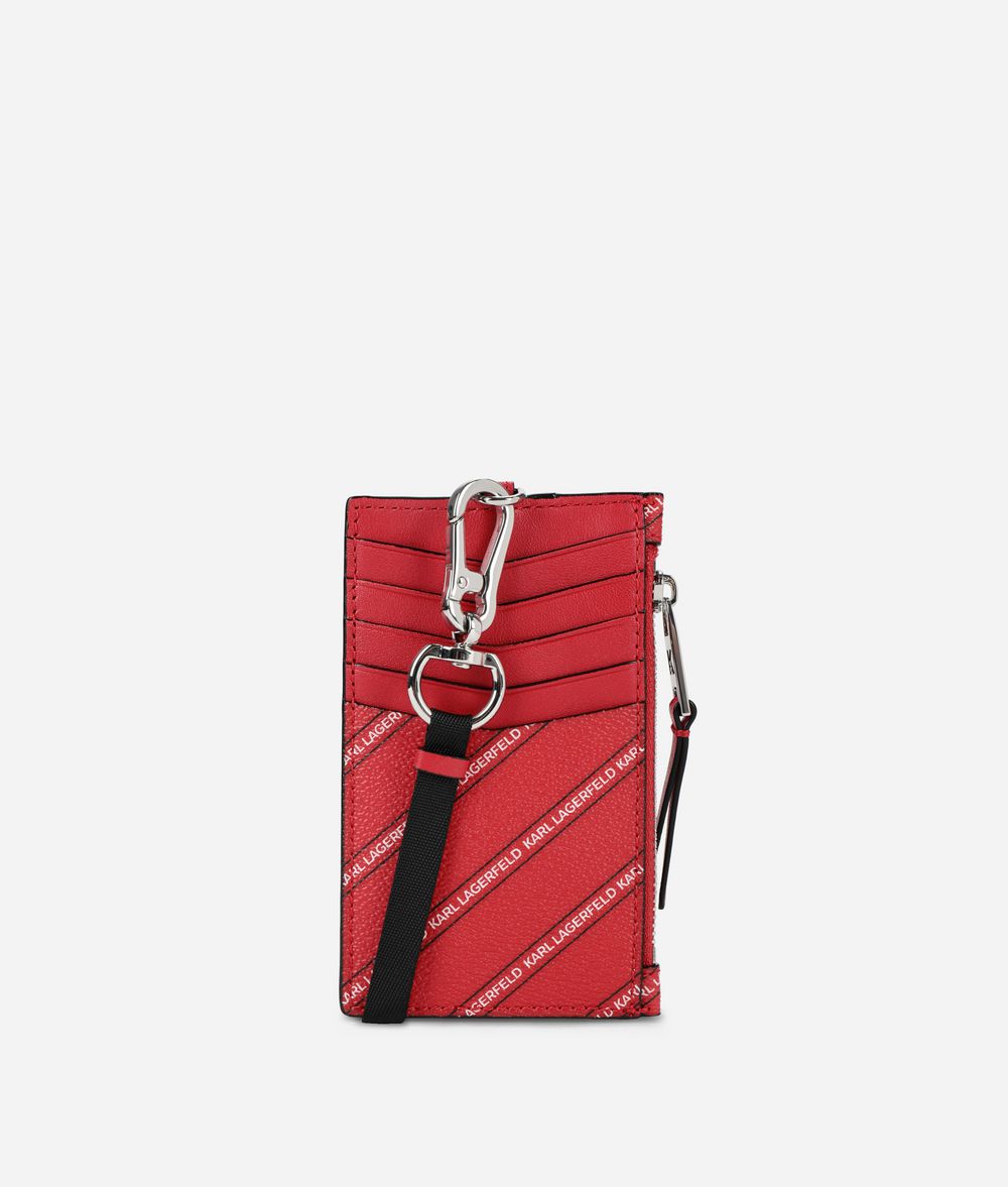 KARL LAGERFELD K/Stripe Logo Badge Holder Cardholder Woman f