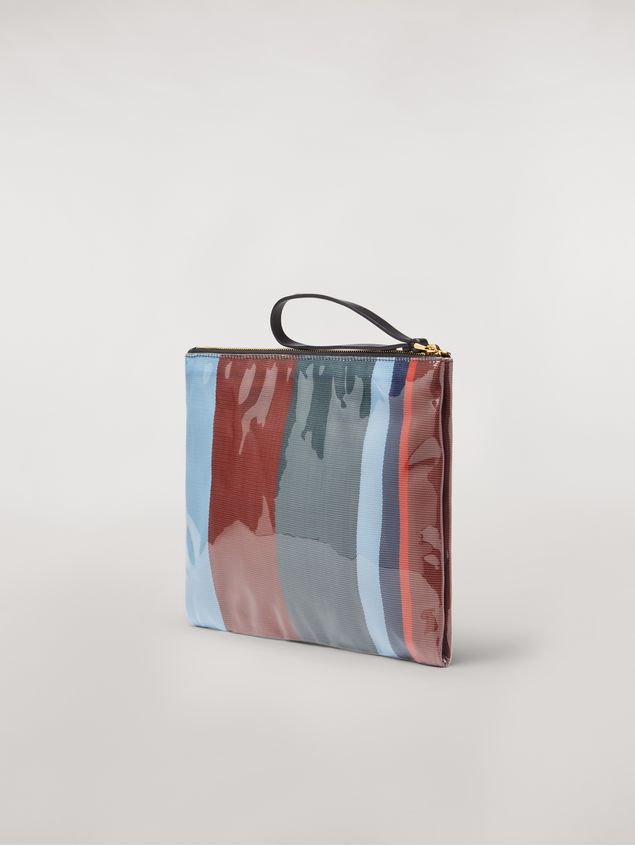 Handbag Marni GLOSSY GRIP clutch in dark blue, burgundy, light blue and red striped polyamide Woman