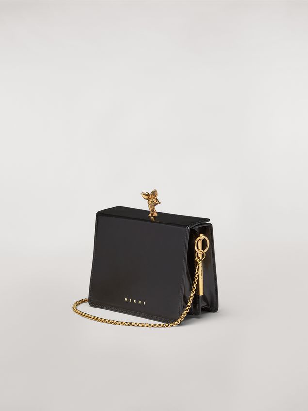 Handbag Marni FAWN bag in shiny calfskin black Woman