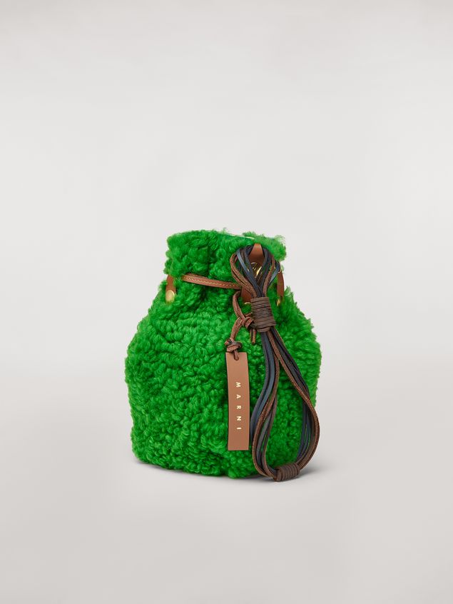 Handbag Marni BINDLE clutch in shearling green Woman