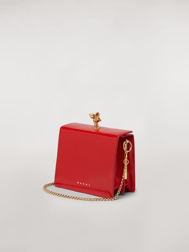 Handbag Marni FAWN bag in shiny calfskin red Woman