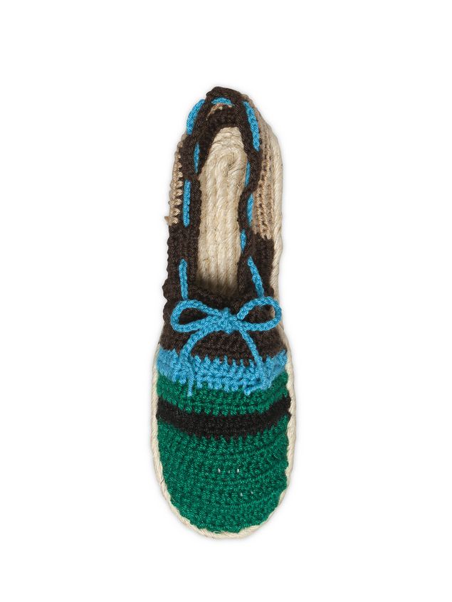 Accessory Marni MARNI MARKET espadrille sandals in turquoise, green, beige and brown cotton and fique Man