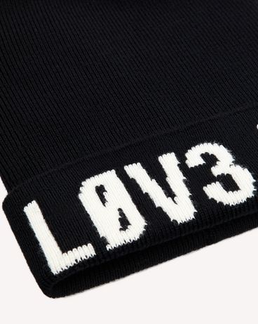 REDValentino Knitted-wool hat with “Love You” inlay