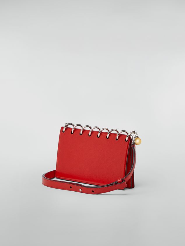 Borse a spalla Marni SPRING bag in grained leather with top spiral red Woman