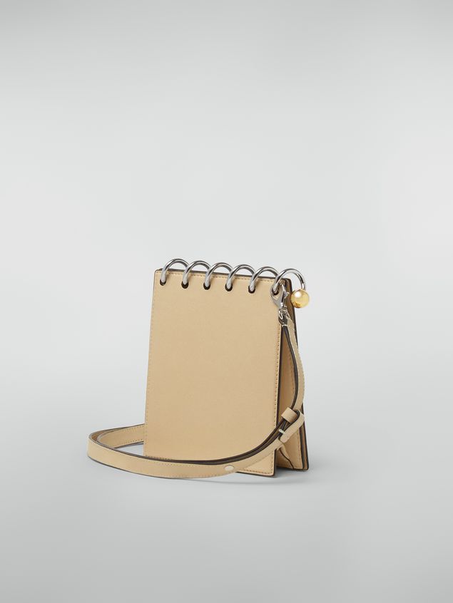 Borse a spalla Marni SPRING bag in grained leather with top spiral beige Woman