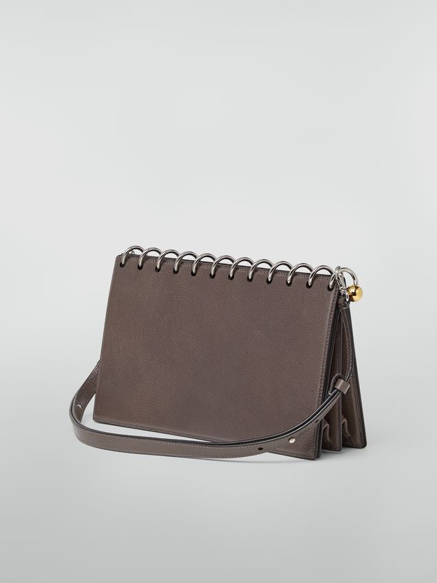 Borse a spalla Marni SPRING bag in grained leather with top spiral grey Woman