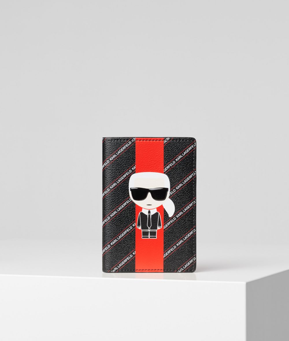KARL LAGERFELD K/Stripe Ikonik Passport Cover Cardholder Woman f