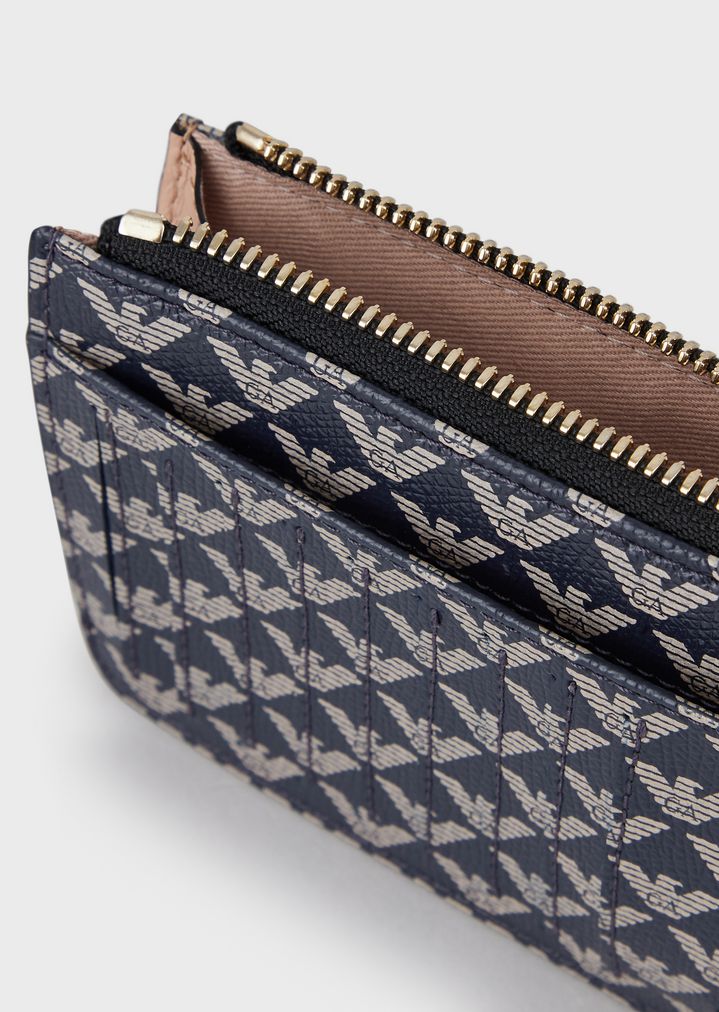 Tarjetero con estampado integral de monograma Tarjetero con estampado integral de monograma