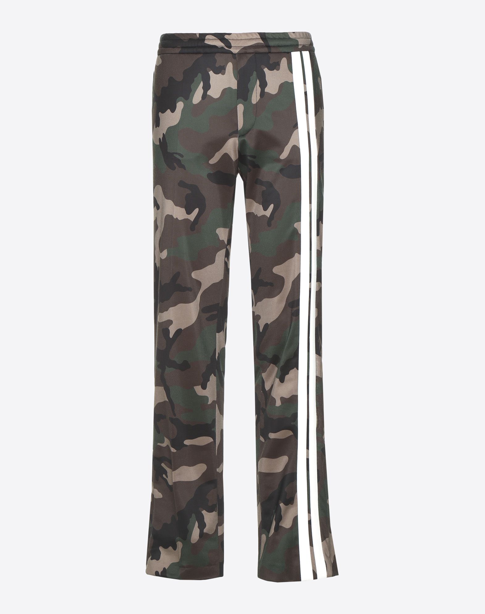 VALENTINO CAMOUFLAGE TROUSERS WITH CONTRAST STRIPES MAN MILITARY GREEN POLYESTER 100% 52