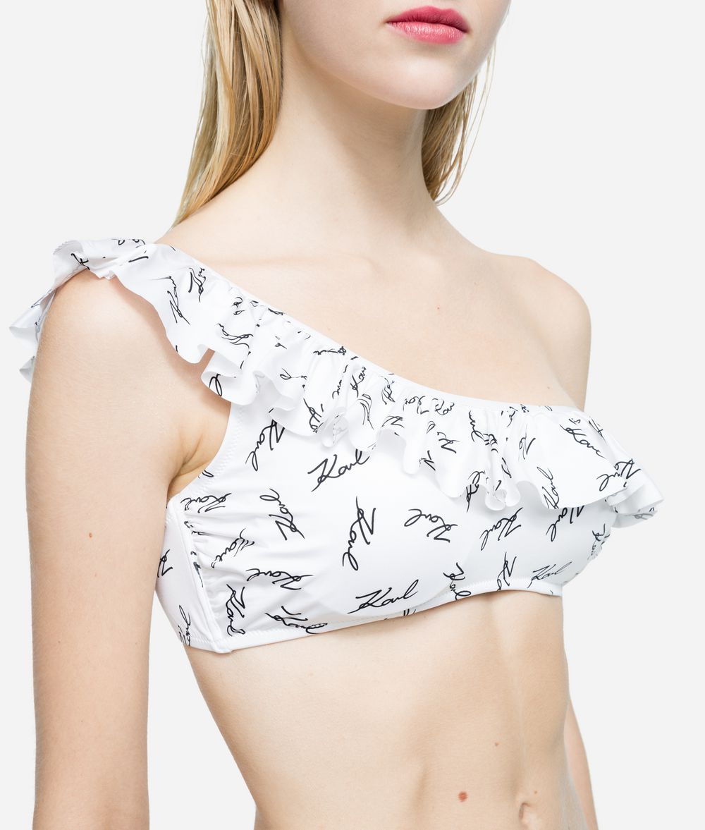 KARL LAGERFELD K/Signature Ruffle Bandeau Top Swimwear Woman r