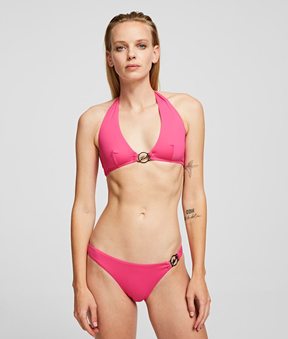 KARL LAGERFELD TOP DE BIKINI TRIANGULAR CON ARO CON EL LOGO DE LA MARCA Ropa de baño Mujer f