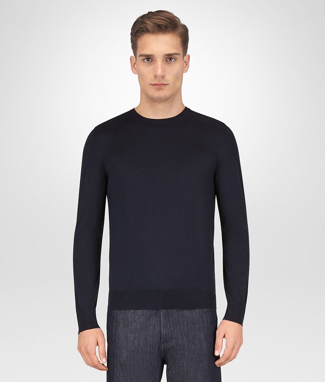 BOTTEGA VENETA DARK NAVY MERINO SWEATER Knitwear Man fp