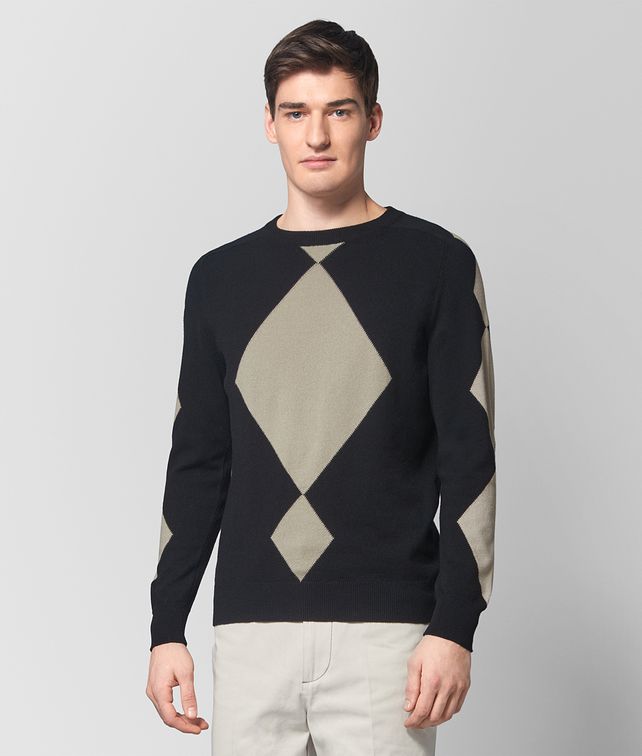 BOTTEGA VENETA NERO/CEMENT CASHMERE SWEATER Knitwear Man fp