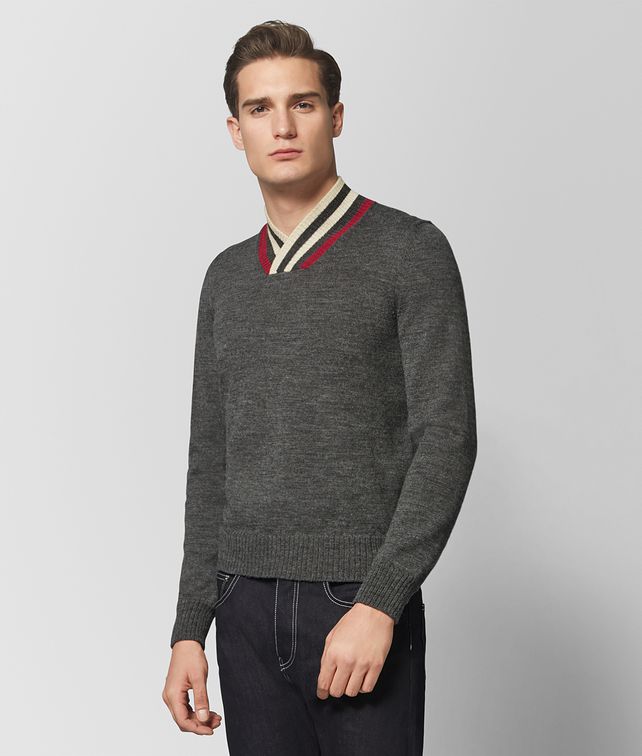 BOTTEGA VENETA DARK GREY WOOL SWEATER Knitwear Man fp