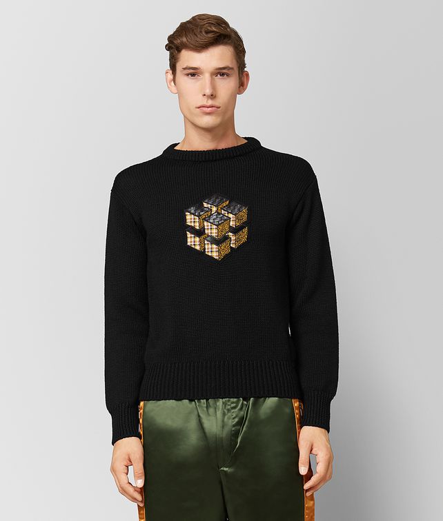 BOTTEGA VENETA 네로/머스타드 울 스웨터 니트웨어 남성 fp