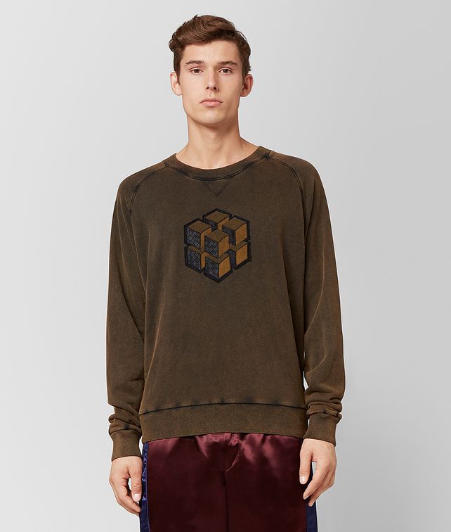 BOTTEGA VENETA DARK LEATHER COTTON SWEATSHIRT Knitwear Man fp