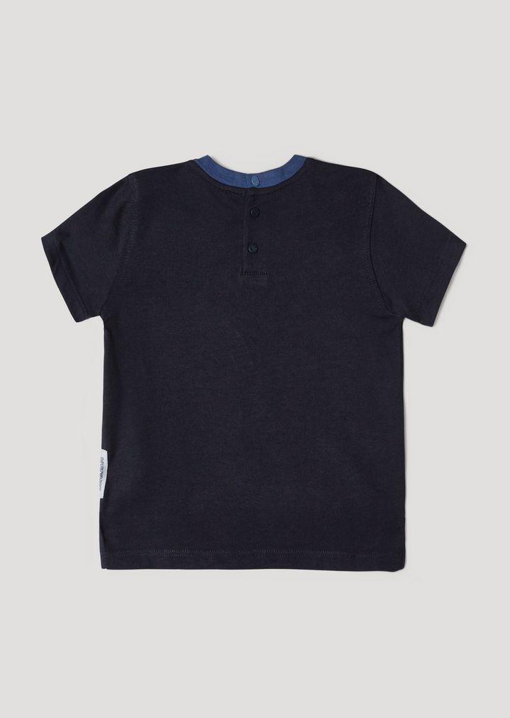 Camiseta de punto de algodón con logotipo cauchutado de tres colores Camiseta de punto de algodón con logotipo cauchutado de tres colores