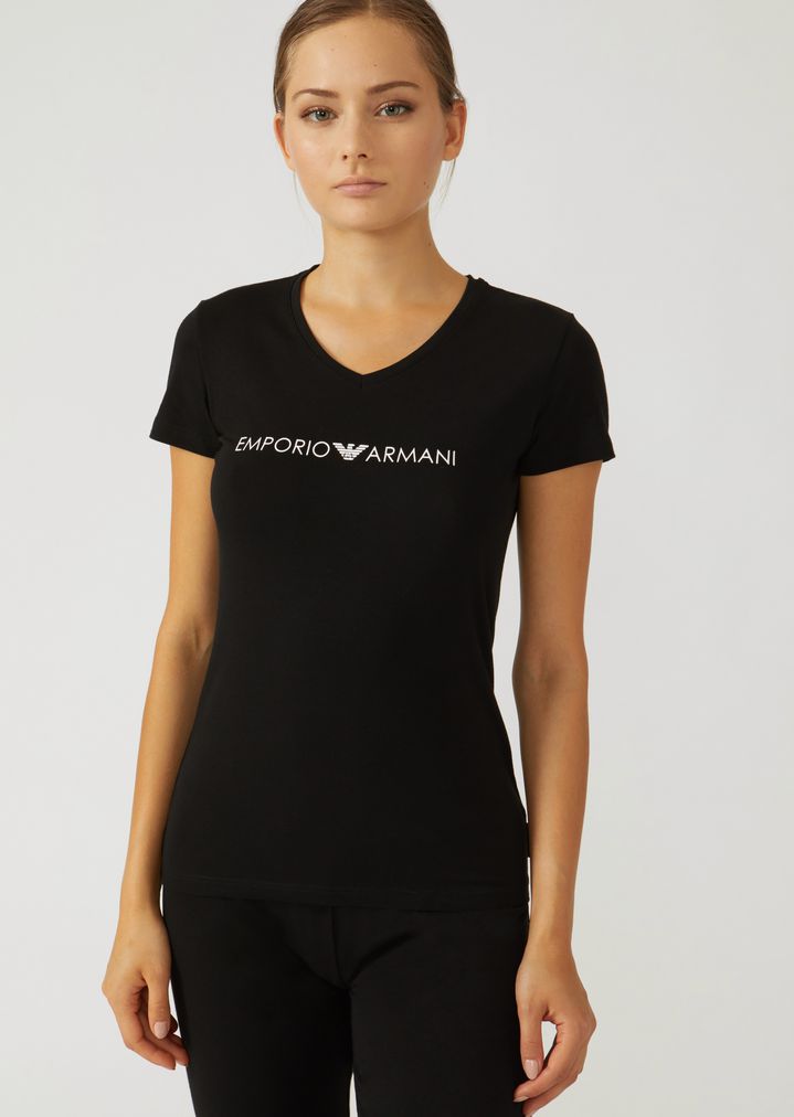 Camiseta de punto de algodón con logotipo estampado Camiseta de punto de algodón con logotipo estampado