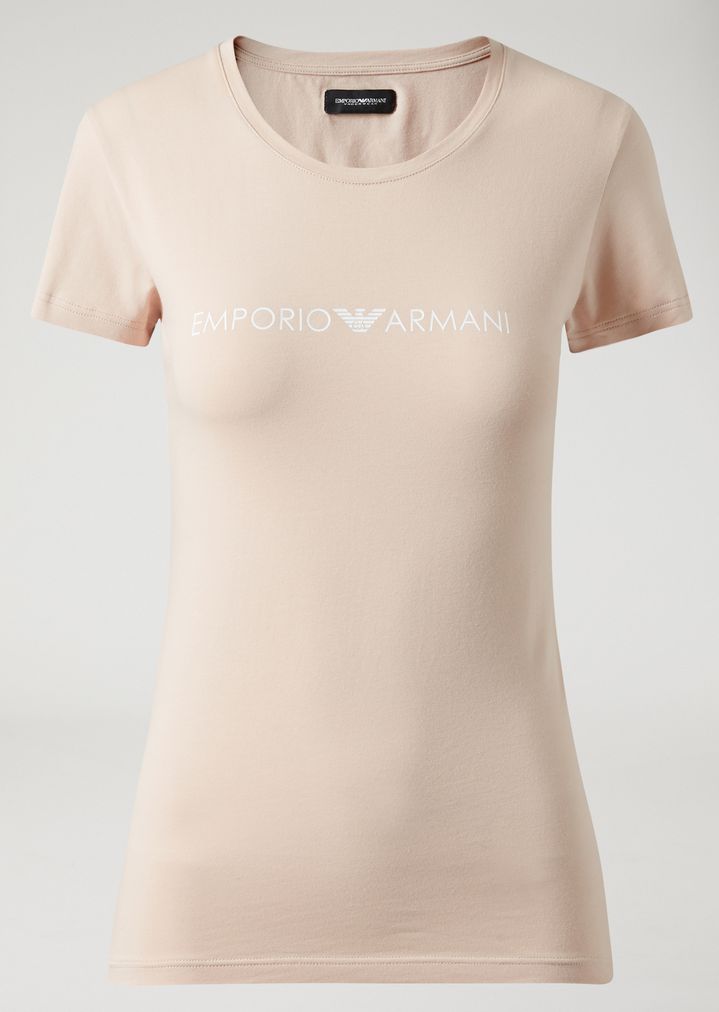 Camiseta de punto de algodón con logotipo estampado Camiseta de punto de algodón con logotipo estampado