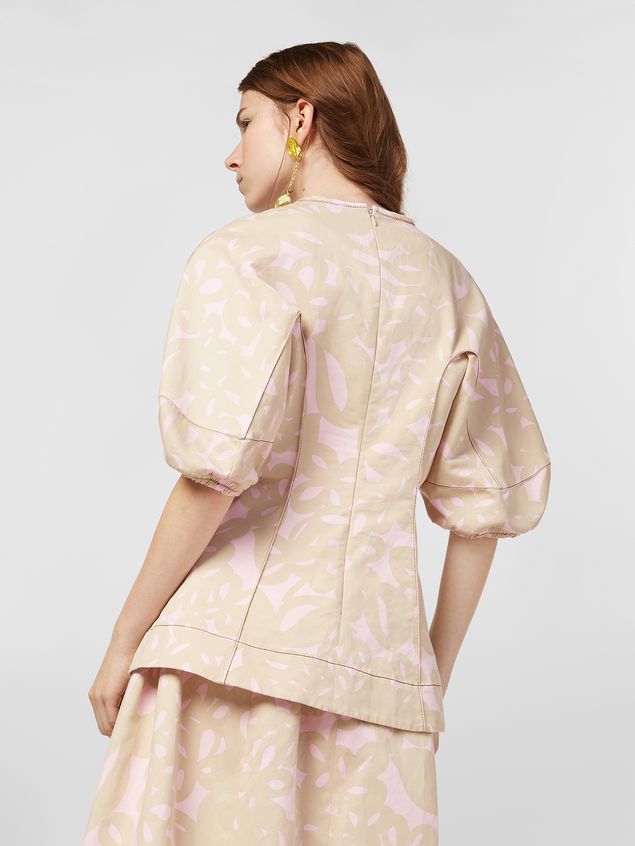 Short Sleeve Shirt Marni Blouse in cotton drill with Danna print Woman