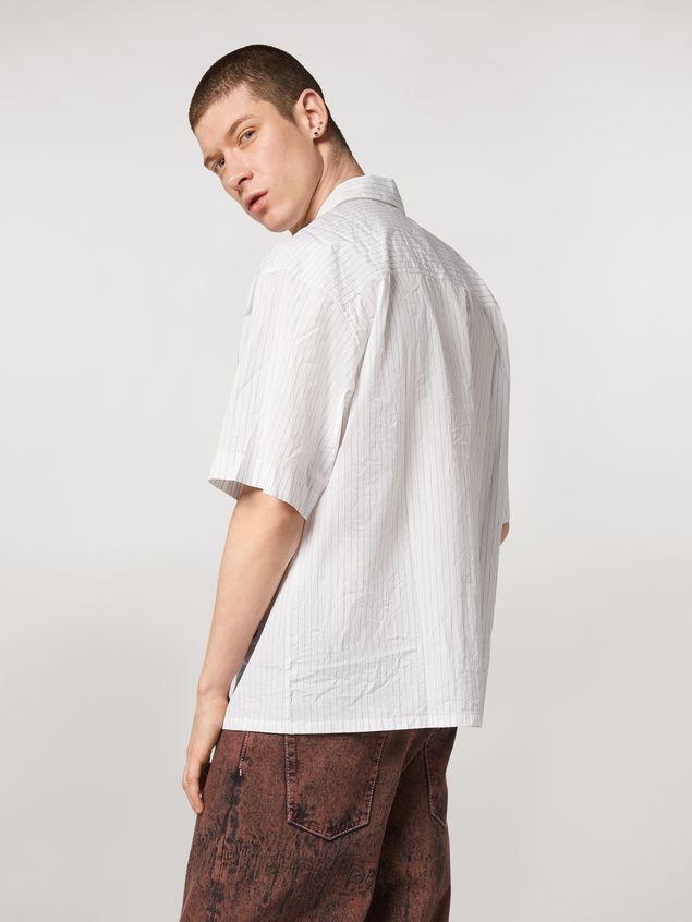 Short Sleeve Shirt Marni Striped yarn dyed poplin shirt with print by Bruno Bozzetto Man