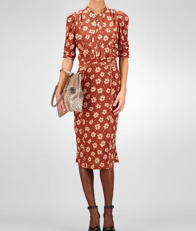 BOTTEGA VENETA Silk Embroidered Studded Marguerite Print Dress Dress Woman fp