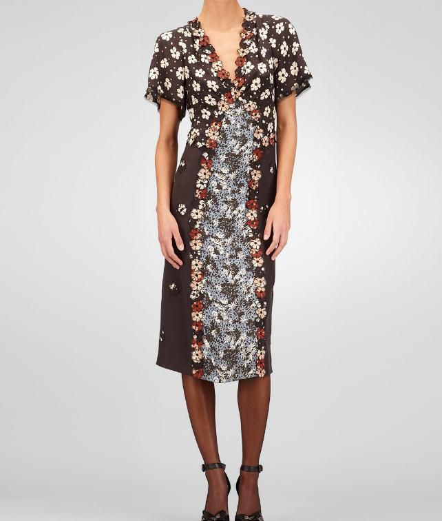 Bottega Silk Embroidered Marguerite Print Dress