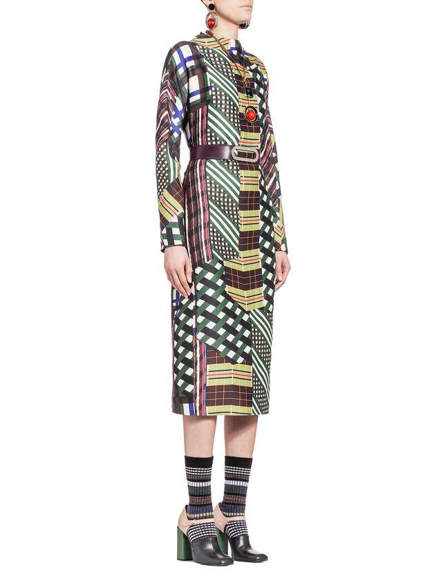 Dress In Double Cotton And Silk Skyline Print ‎ from the Marni ‎Fall