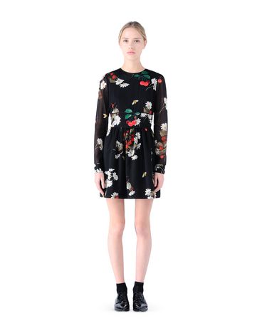 REDValentino Daisies and Cherries printed silk dress