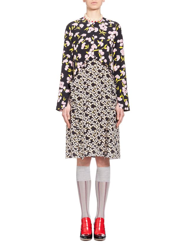 Dress In Silk Crepe, Sistowbell Floral Print ‎ from the Marni ‎Fall
