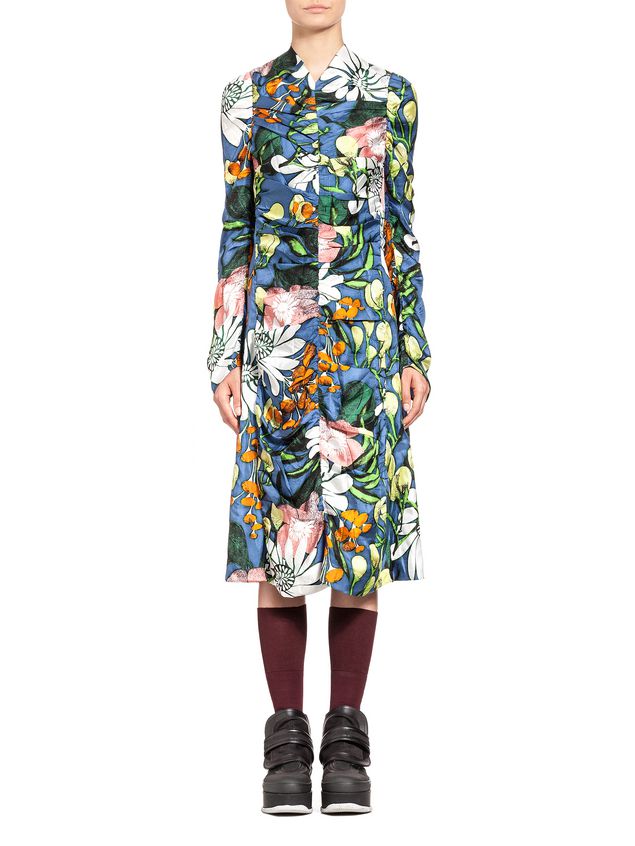 Silk Twill Dress Madder Print From The Marni Fall Winter 2018 Marni Silk Twill Dress Madder Print Woman 1