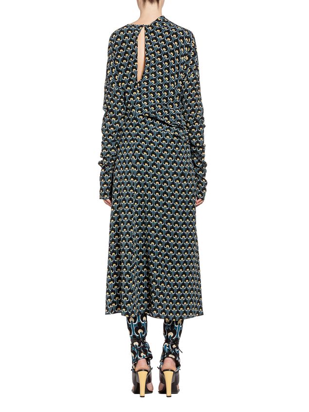 Short Sleeve Dress Marni Silk dress Portrait print Woman
