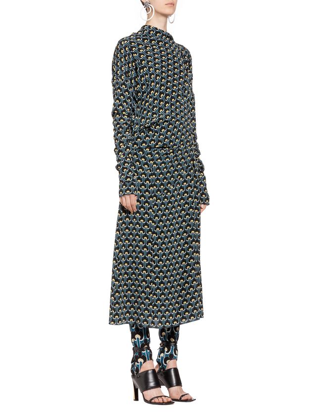Dress In Silk With Portrait Print From The Marni Fall Winter Marni Short Sleeve Dress Woman In Silk With Portrait Print A