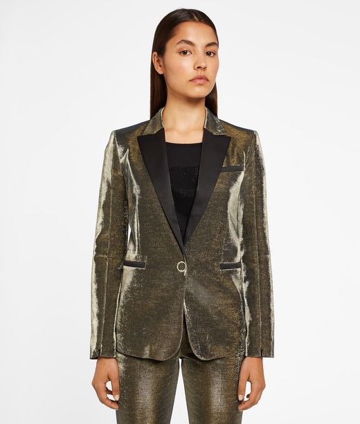 KARL LAGERFELD Gold Tuxedo Blazer 12_f