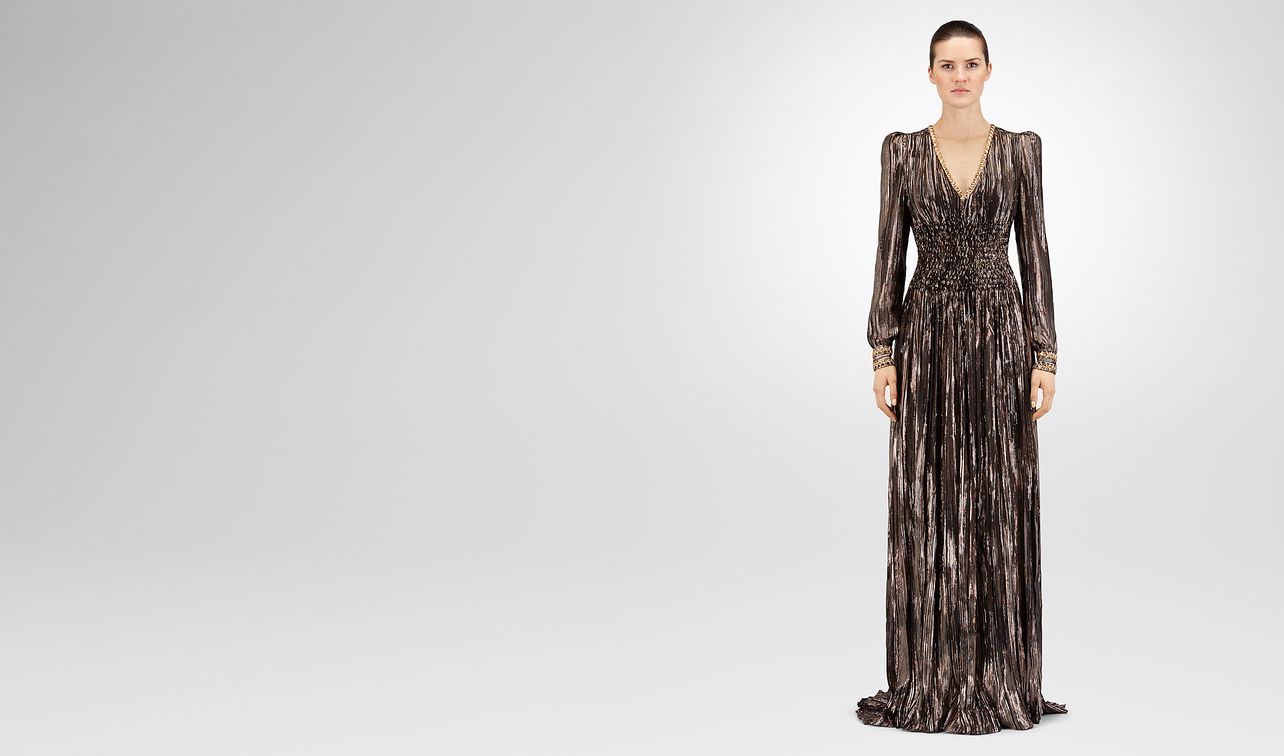 abito lungo in seta jacquard espresso landing